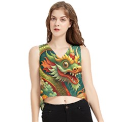 Chinese New Year ¨c Year Of The Dragon V-neck Cropped Tank Top