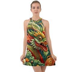 Chinese New Year ¨c Year Of The Dragon Halter Tie Back Chiffon Dress