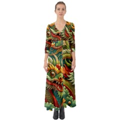 Chinese New Year ¨c Year Of The Dragon Button Up Boho Maxi Dress