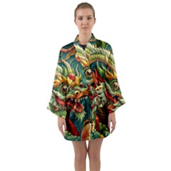 Chinese New Year ¨c Year Of The Dragon Long Sleeve Satin Kimono by Valentinaart