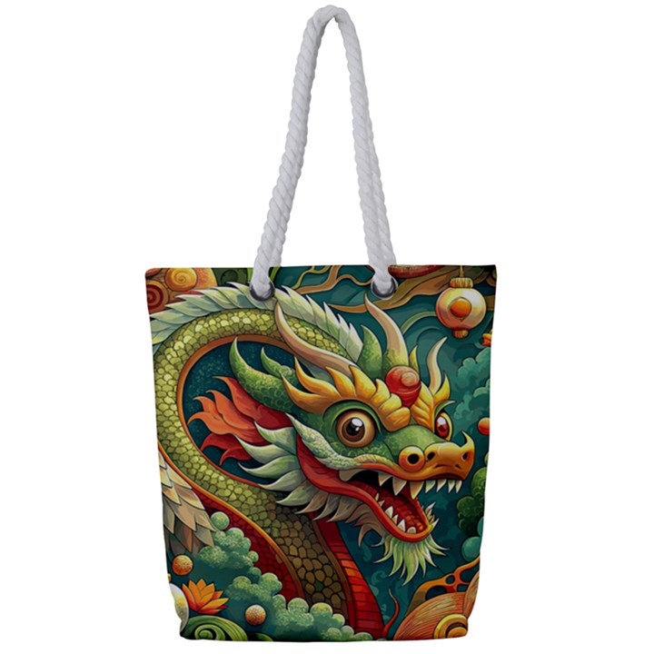 Chinese New Year – Year of the Dragon Full Print Rope Handle Tote (Small)