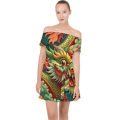 Chinese New Year ¨c Year Of The Dragon Off Shoulder Chiffon Dress