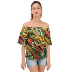 Chinese New Year ¨c Year Of The Dragon Off Shoulder Short Sleeve Top