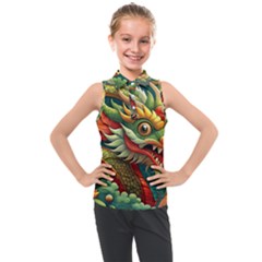 Chinese New Year ¨c Year Of The Dragon Kids  Sleeveless Polo T-shirt