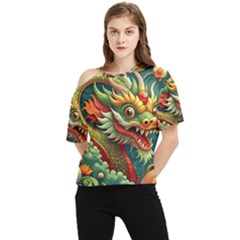 Chinese New Year ¨c Year Of The Dragon One Shoulder Cut Out T-shirt