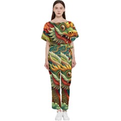 Chinese New Year ¨c Year Of The Dragon Batwing Lightweight Chiffon Jumpsuit