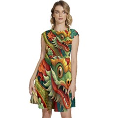 Chinese New Year ¨c Year Of The Dragon Cap Sleeve High Waist Dress