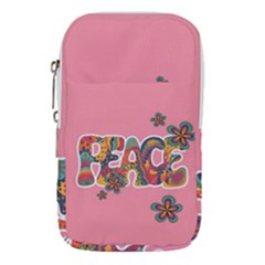 Flower Power Hippie Boho Love Peace Text Pink Pop Art Spirit Waist Pouch (small) by Grandong