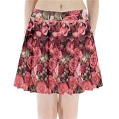 Pink Roses Flowers Love Nature Pleated Mini Skirt by Grandong