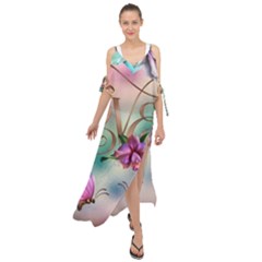 Love Amour Butterfly Colors Flowers Text Maxi Chiffon Cover Up Dress by Grandong