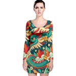 Chinese New Year – Year of the Dragon Long Sleeve Velvet Bodycon Dress
