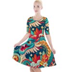 Chinese New Year – Year of the Dragon Quarter Sleeve A-Line Dress