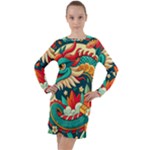 Chinese New Year – Year of the Dragon Long Sleeve Hoodie Dress