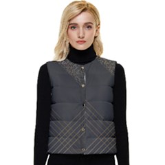 Black Background With Gold Lines Women s Button Up Puffer Vest