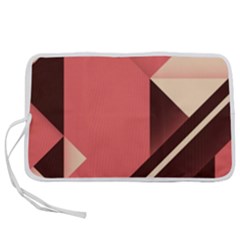 Retro Abstract Background, Brown-pink Geometric Background Pen Storage Case (m) by nateshop