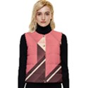 Retro Abstract Background, Brown-pink Geometric Background Women s Button Up Puffer Vest View1