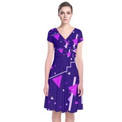 Triangles, Triangle, Colorful Short Sleeve Front Wrap Dress by nateshop