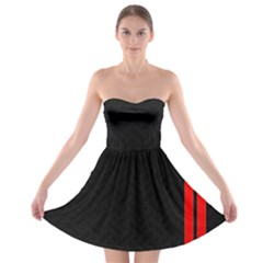 Abstract Black & Red, Backgrounds, Lines Strapless Bra Top Dress by nateshop
