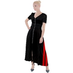 Abstract Black & Red, Backgrounds, Lines Button Up Short Sleeve Maxi Dress by nateshop