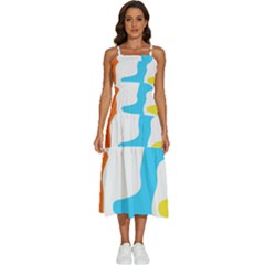 Warp Lines Colorful Multicolor Sleeveless Shoulder Straps Boho Dress by Cemarart