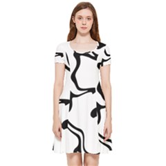 Black And White Swirl Background Inside Out Cap Sleeve Dress by Cemarart