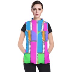 Shapes Texture Colorful Cartoon Women s Puffer Vest by Cemarart