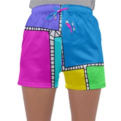 Shapes Texture Colorful Cartoon Sleepwear Shorts by Cemarart