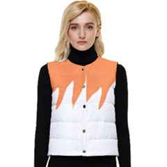 Orange Background Halloween Women s Button Up Puffer Vest by Cemarart