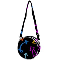 Ink Brushes Texture Grunge Crossbody Circle Bag by Cemarart