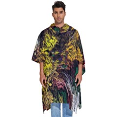 Floral Patter Flowers Floral Drawing Men s Hooded Rain Ponchos