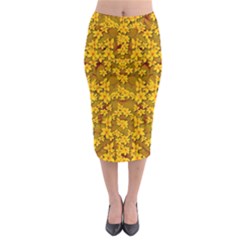 Blooming Flowers Of Lotus Paradise Midi Pencil Skirt