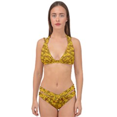 Blooming Flowers Of Lotus Paradise Double Strap Halter Bikini Set