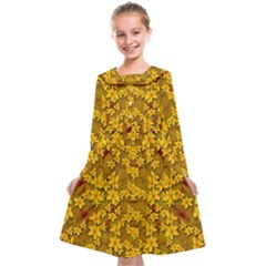 Blooming Flowers Of Lotus Paradise Kids  Midi Sailor Dress