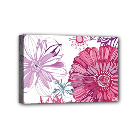 Violet Floral Pattern Mini Canvas 6  X 4  (stretched) by Cemarart