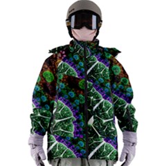 Digital Art Fractal Abstract Artwork 3d Floral Pattern Waves Vortex Sphere Nightmare Women s Zip Ski And Snowboard Waterproof Breathable Jacket
