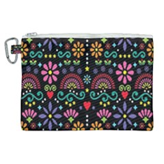 Mexican Folk Art Seamless Pattern Canvas Cosmetic Bag (xl) by Bedest