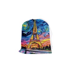 Eiffel Tower Starry Night Print Van Gogh Drawstring Pouch (small) by Maspions