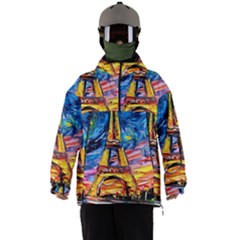 Eiffel Tower Starry Night Print Van Gogh Men s Ski And Snowboard Waterproof Breathable Jacket by Maspions