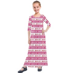Breathe In Life, Breathe Out Love Text Motif Pattern Kids  Quarter Sleeve Maxi Dress by dflcprintsclothing