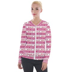 Breathe In Life, Breathe Out Love Text Motif Pattern Velvet Zip Up Jacket by dflcprintsclothing
