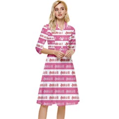Breathe In Life, Breathe Out Love Text Motif Pattern Classy Knee Length Dress by dflcprintsclothing