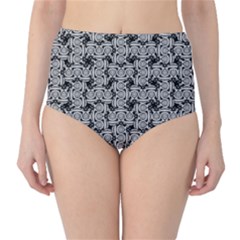 Ethnic Symbols Motif Black And White Pattern Classic High-waist Bikini Bottoms by dflcprintsclothing