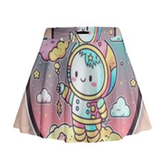 Boy Astronaut Cotton Candy Childhood Fantasy Tale Literature Planet Universe Kawaii Nature Cute Clou Mini Flare Skirt by Maspions