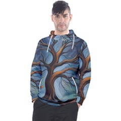Tree Branches Mystical Moon Expressionist Oil Painting Acrylic Painting Abstract Nature Moonlight Ni Men s Pullover Hoodie
