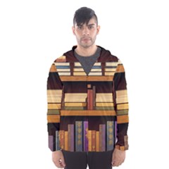 Book Nook Books Bookshelves Comfortable Cozy Literature Library Study Reading Room Fiction Entertain Men s Hooded Windbreaker by Maspions