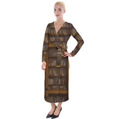 Books Book Shelf Shelves Knowledge Book Cover Gothic Old Ornate Library Velvet Maxi Wrap Dress by Maspions