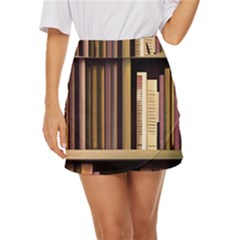 Books Bookshelves Office Fantasy Background Artwork Book Cover Apothecary Book Nook Literature Libra Mini Front Wrap Skirt by Grandong