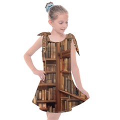 Room Interior Library Books Bookshelves Reading Literature Study Fiction Old Manor Book Nook Reading Kids  Tie Up Tunic Dress by Grandong