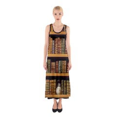 Room Interior Library Books Bookshelves Reading Literature Study Fiction Old Manor Book Nook Reading Sleeveless Maxi Dress by Grandong