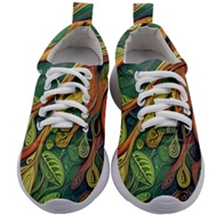 Outdoors Night Setting Scene Forest Woods Light Moonlight Nature Wilderness Leaves Branches Abstract Kids Athletic Shoes by Grandong